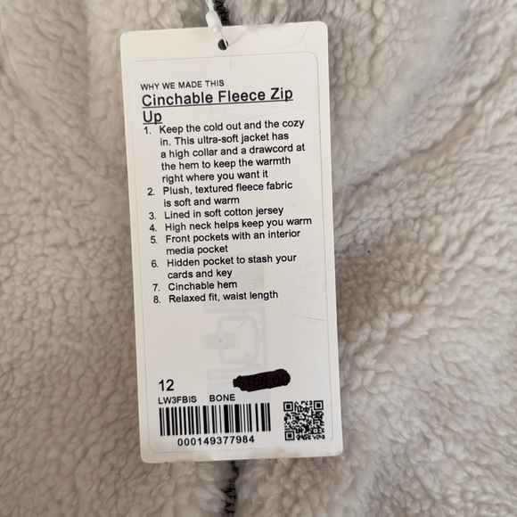 Lululemon Cinchable Fleece Zip Up NWT - Picture 9 of 10